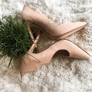 Beige suede 31/2” high heel women shoes